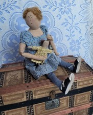 Folk Art Artist Handmade Cloth Rag Doll DOLLY DEAR By Greta Chirco Sew Be It 