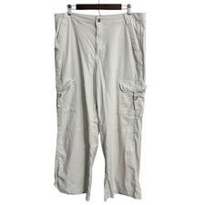 American Eagle baggy wide leg cargo pants womens 14 cream high rise utility boho