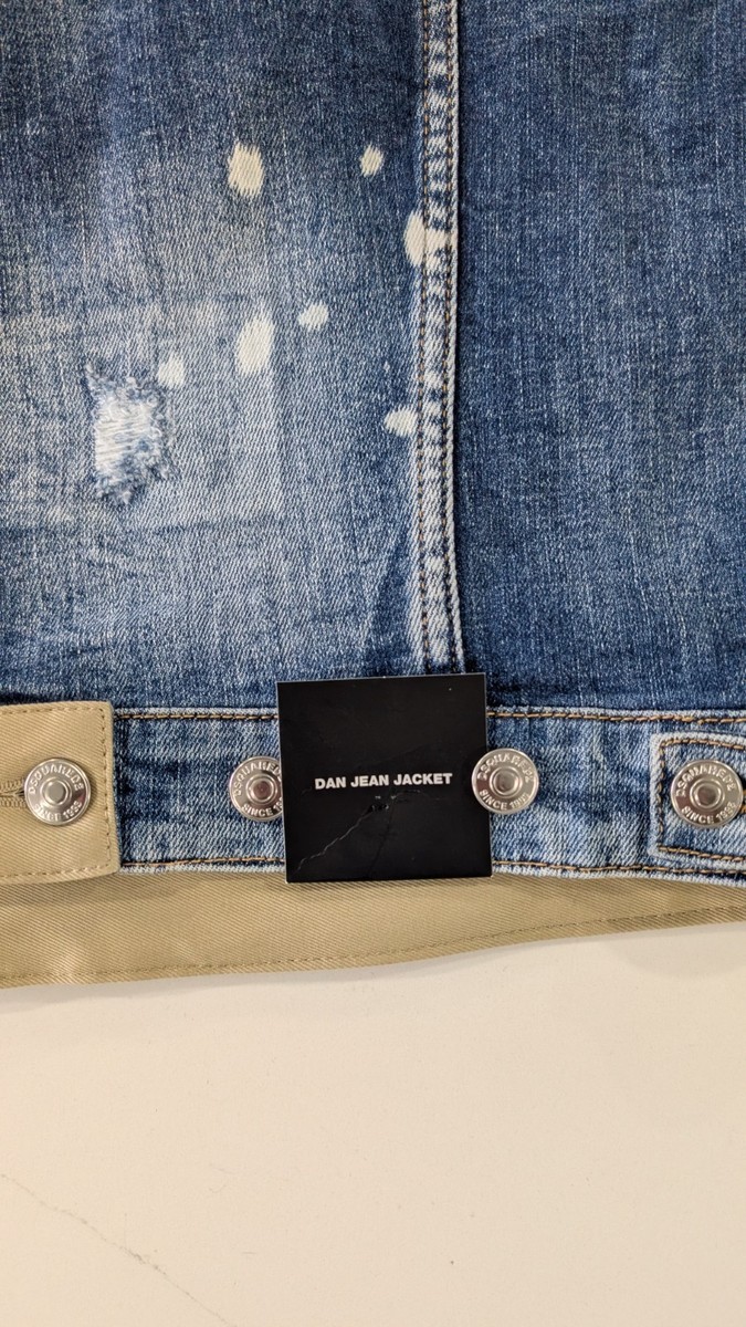 DSQUARED2 Dan Jean Jacket Distressed Blue Denim Trucker IT 48 US