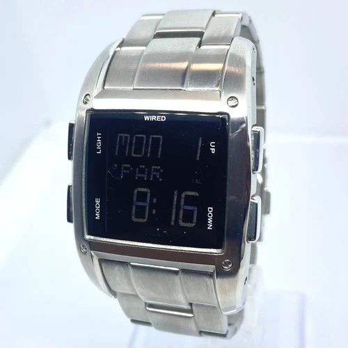 SEIKO WIRED Digital Men's Watch Silver Stainless Steel Band