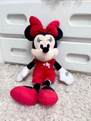 Girls Disney Minnie Mouse Stuffed Animal One Size Red Black heart detail