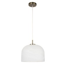 Antique Brass Ceiling Pendant Light with Alabaster Shade Kitchen Dining Lighting