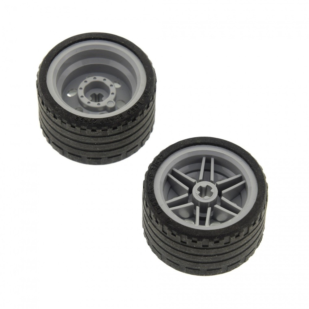 2x Lego Technic Wheel 37x22 ZR Black Rim 30.4x20 New-Light Gray 55978 56145c03