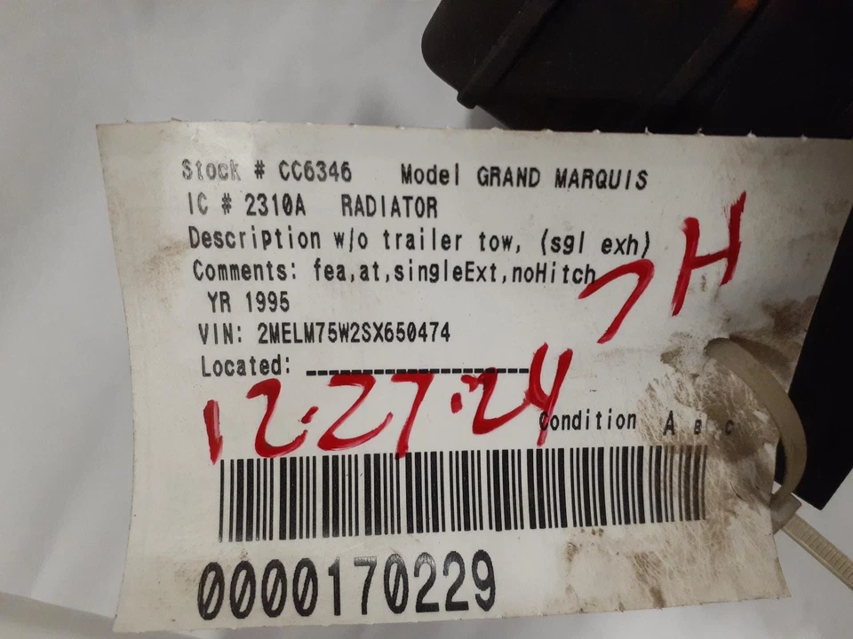 Used Radiator fits: 1995 Mercury Grand marquis w/o tow package Grade A Foto 3 de 4
