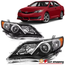 Fit 2012 2013 2014 Toyota Camry Halogen Projector Headlights Assembly Left&Right