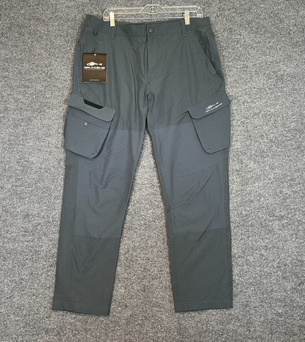Grundens Hose Herren 36R grau Wellenbrecherhose Angeltaschen Outdoor NEU
