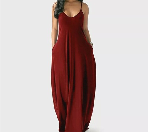 Long Tank Top Maxi Party Summer Casual Dress with 2 Side Pockets - Picture 7 of 9