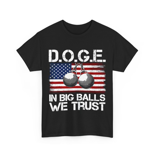 DOGE Shirt, D.O.G.E. In Big Balls We Trust USA Flagge Vintage T-Shirt - Bild 1 von 3