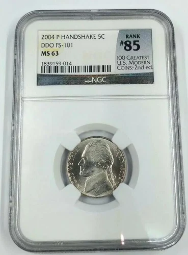 2004 P Handshake 5 Cent, DDO FS-101 MS63 NGC