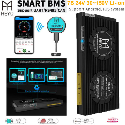 7S 24V 30~150A Li-ion Smart Battery Protection BMS With Bluetooth Module / UART