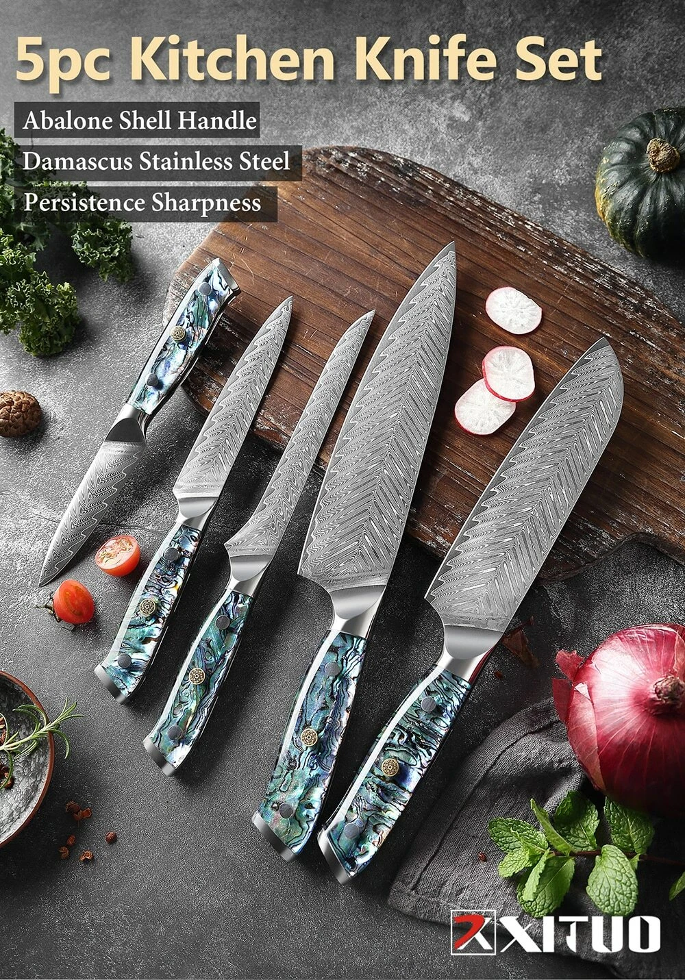 Damascus Kitchen Cooking Chef Knife Japanese Knives Exquisite Shell Handle