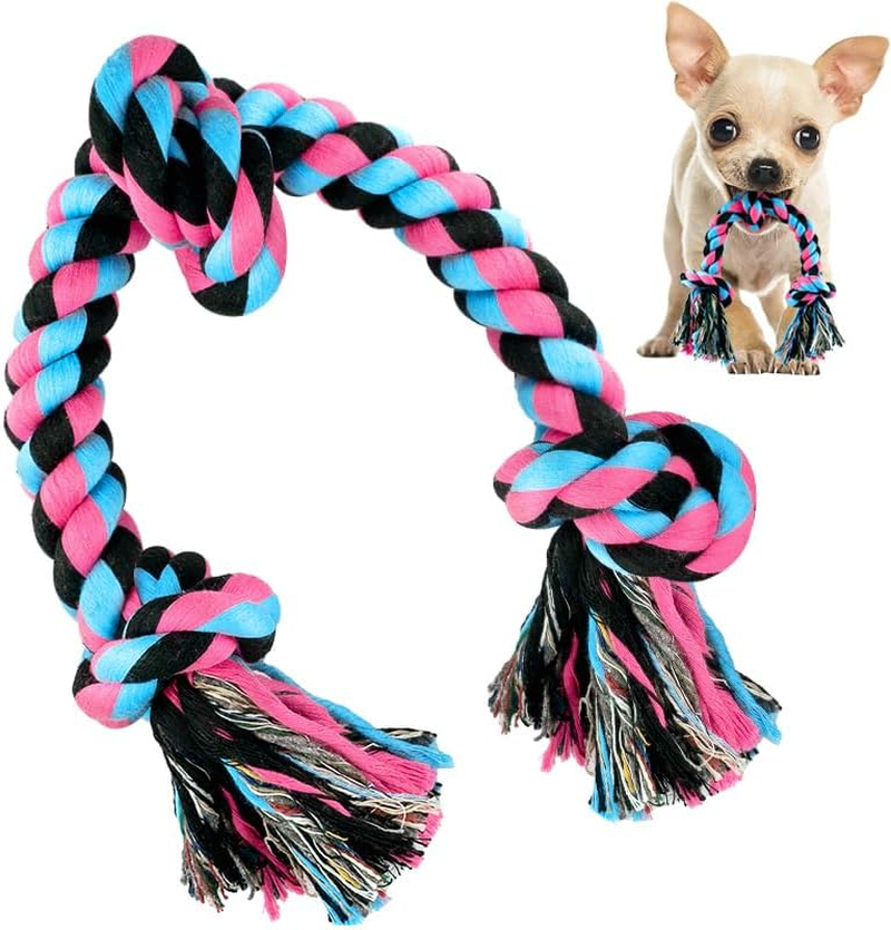 Small Dog Rope Toy for Puppy, 3 Knots Rope Small Dog Toy, Puppy Chew Toys for Te