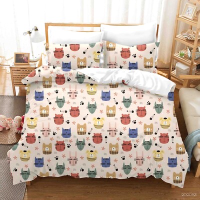 3D Animal Fish Cartoon Pattern Quilt Cover Set Bedding Sets Pillowcases Queen
