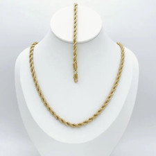 Gold 5mm Diamond Cut French Rope Chain Set, 1...