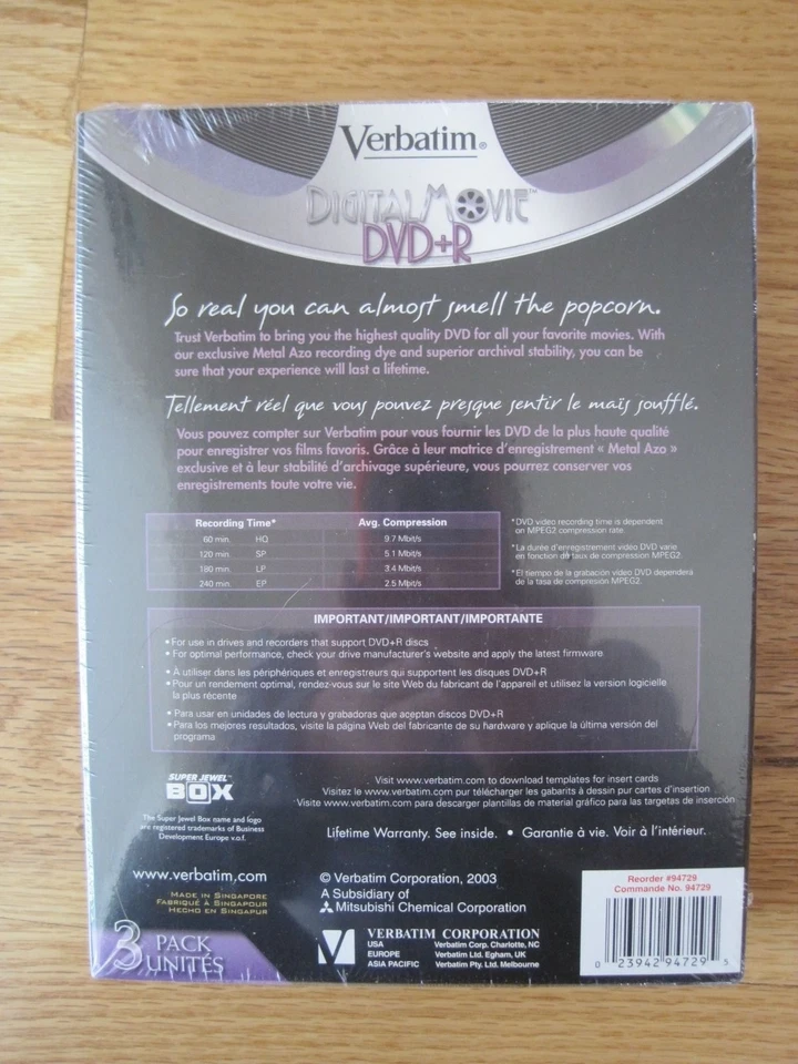 Verbatim DVD R Recordable Digital Movie 3 Pack - Image 3 of 3