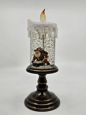Santa LED Lighted Christmas Holiday Candle Snow Globe Tabletop Mantle Decor 10"