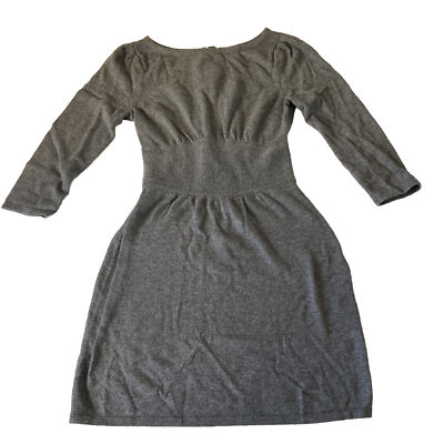Express Gray Fitted Stretch Three-Quarter Sleeve Sz Xs Sweater Wool ￼Blend Dress