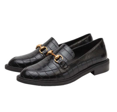 Lisa Vicky Zany Bit Loafers in Black Croc Leather 7.5M NEW  display picture 3