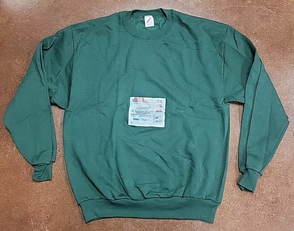 Vtg Deadstock USA Made Jerzees Crewneck Sweatshirt Green Large 90s 