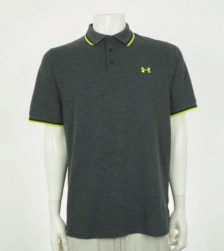 Under Armour Golf Polo Shirt Mens Medium Heather Dark Gray Pique Blend Loose