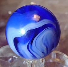 .68" VINTAGE MARBLES - TRANSLUCENT BLUE GLASS- SWEET TOYS - NM 