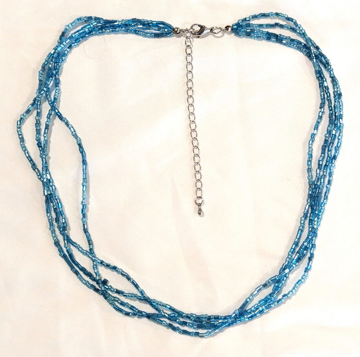 Necklace Glass Seed Bead Multi Strands Blue Seed Bead Boho