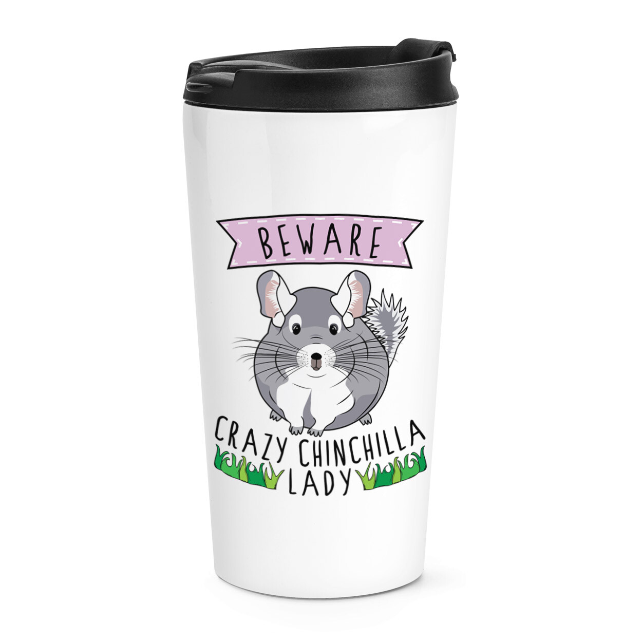 Gift Base Schlüsselanhänger „Beware Crazy Chinchilla Lady“ – Aus Kunststoff, 58 X 58 Mm, Einseitig Bedruckt