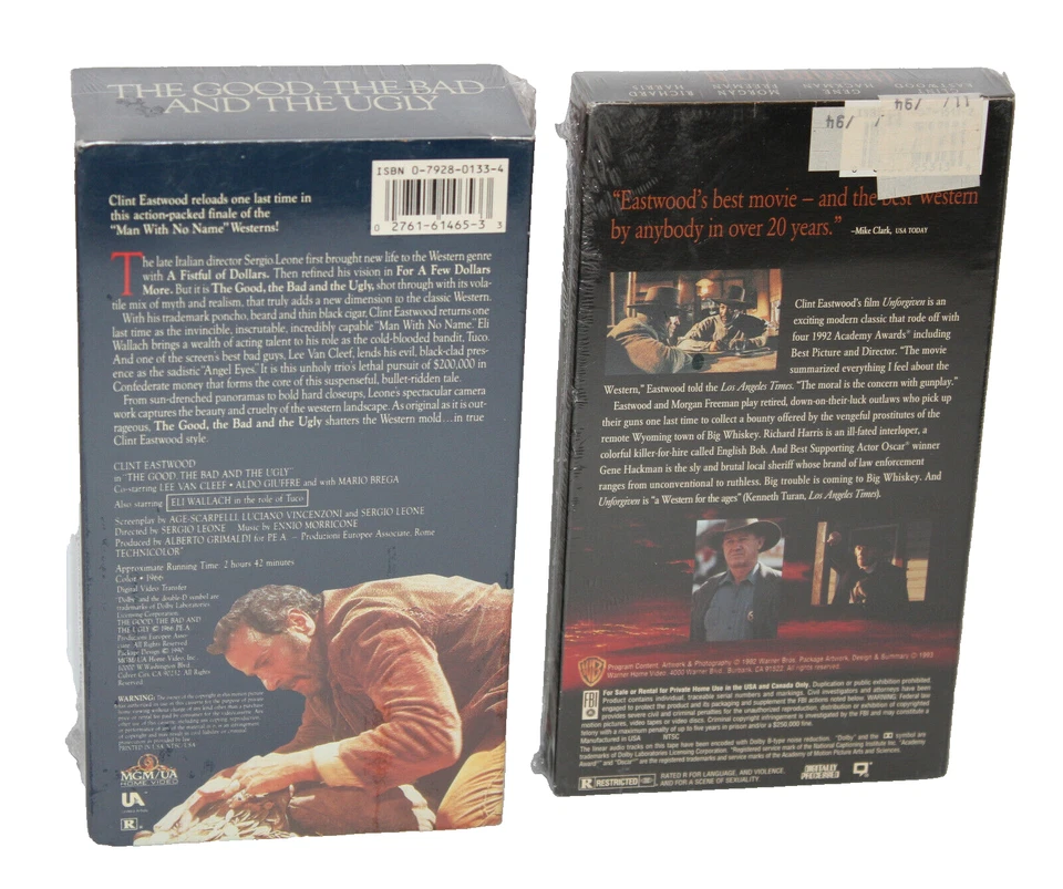 Clint Eastwood VHS LOT: The Good The Bad And The Ugly + Unforgiven SEALED Tapes! - Image 2 of 3