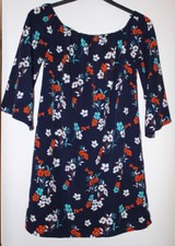 Parisian Collection Navy Floral Bardot Style Dress Size 10