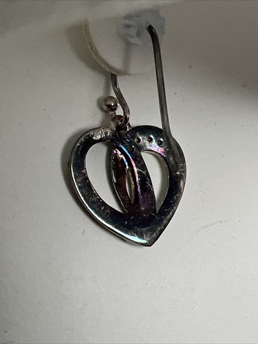 New Tori Hill Sterling Silver Genuine Marcasite Dangle Crystal Heart Earrings - Picture 7 of 9