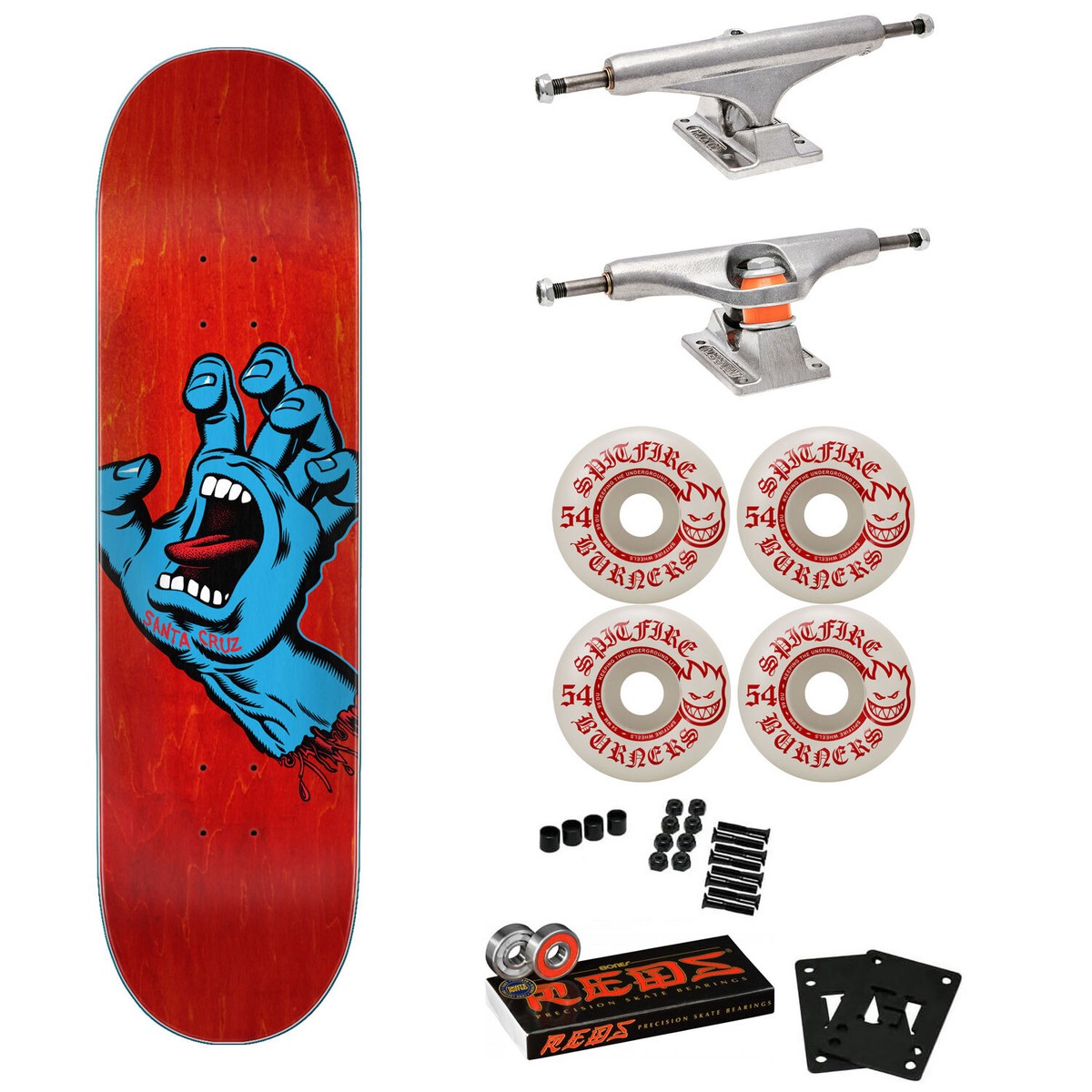 skateboard コンプリートINDEPENDENT SPITFIRE Santa Cruz Skateboard Complete Screaming Hand 8.0