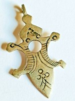 ANCIENT SILVER COLOR DECORATED CROSS AMULET PENDANT WEARABLE