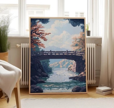 Pixel Art Wooden Bridge Matte Vertical Posters