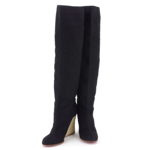 Christian Louboutin boots knee high beige canvas … - image 1