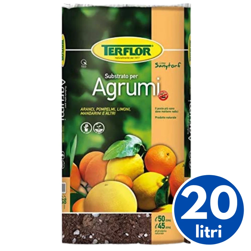 Terflor TERRICCIO TORBA PER AGRUMI LIMONI ARANCE PIANTE SUBSTRATO 20 Litri