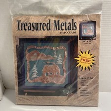 Treasured Metals Log Cabin Silhouette Scene 10" x 10" By Acclaim 95-7502-00 NIP