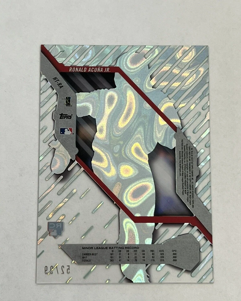 2018 TOPPS HIGH TEK GREEN REFRACTOR ROOKIE RONALD ACUNA RC /99 - Image 2 of 2