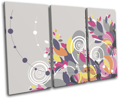 Floral Swirls Vector  Abstract TREBLE CANVAS WALL ART Picture Print VA