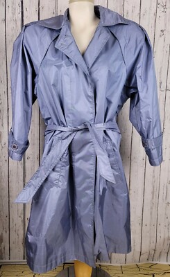 Vintage Gallery Womens Purple Water Resistant Trench Coat Belted Size 5/6 Spring
