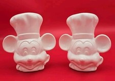 Mickey Mouse in Chef Hat White 5" Salt Pepper Shakers Made in the USA!!