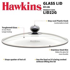 22 cm Glass Lid Toughened Glass Lid with Stainless Steel Rim Pan Lid Transparent