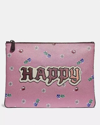 NWT Coach Disney Snow White Happy Large Wristlet Tablet Bag 72913