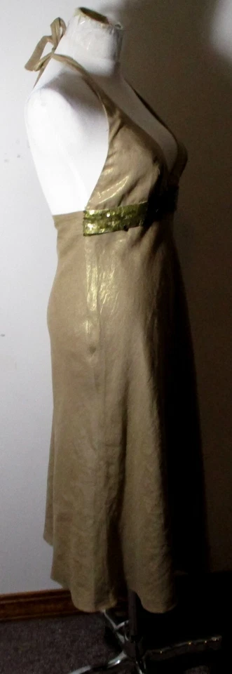 Vestido halter MARIA Bianca Nero tostado 100 % lino talla S Foto 3 de 4