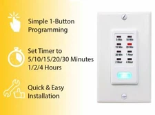 Countdown Light Timer Outlet 5-10-15-20-30 Minute / 1-2-4 Hour Auto Wall Switch