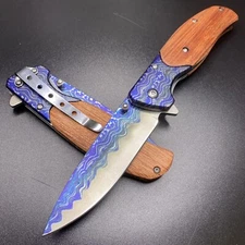 RED Wood Pocket Folding Hunting Camping gifts 8" OVER ALL