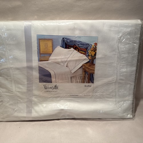 Wamsutta Lustercale Green Scallop Full Size Flat Bed Sheet 72" X 108" Vintage - Picture 6 of 6