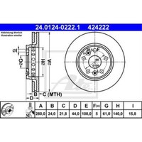 ATE 2X Bremsscheibe Vorne Ø280Mm BelüFtet FüR Mercedes Citan Mixto Renault 415