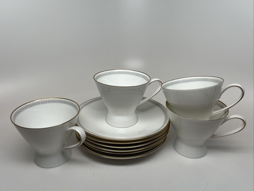 Vintage MCM ROSENTHAL "CONTINENTAL" R962 MODERN WEISS 4 TASSEN & 5 UNTERTASSEN - Form 2000