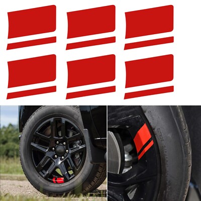 6 Pcs Set Universal Fit Sport Race Car Wheel Rim Hash Mark Stripe Decal Sticker