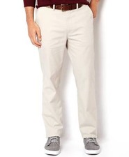  180 Nautica Mens Beige Tailored Fit Stretch Flat Front Chino Pants 32 W 32 L